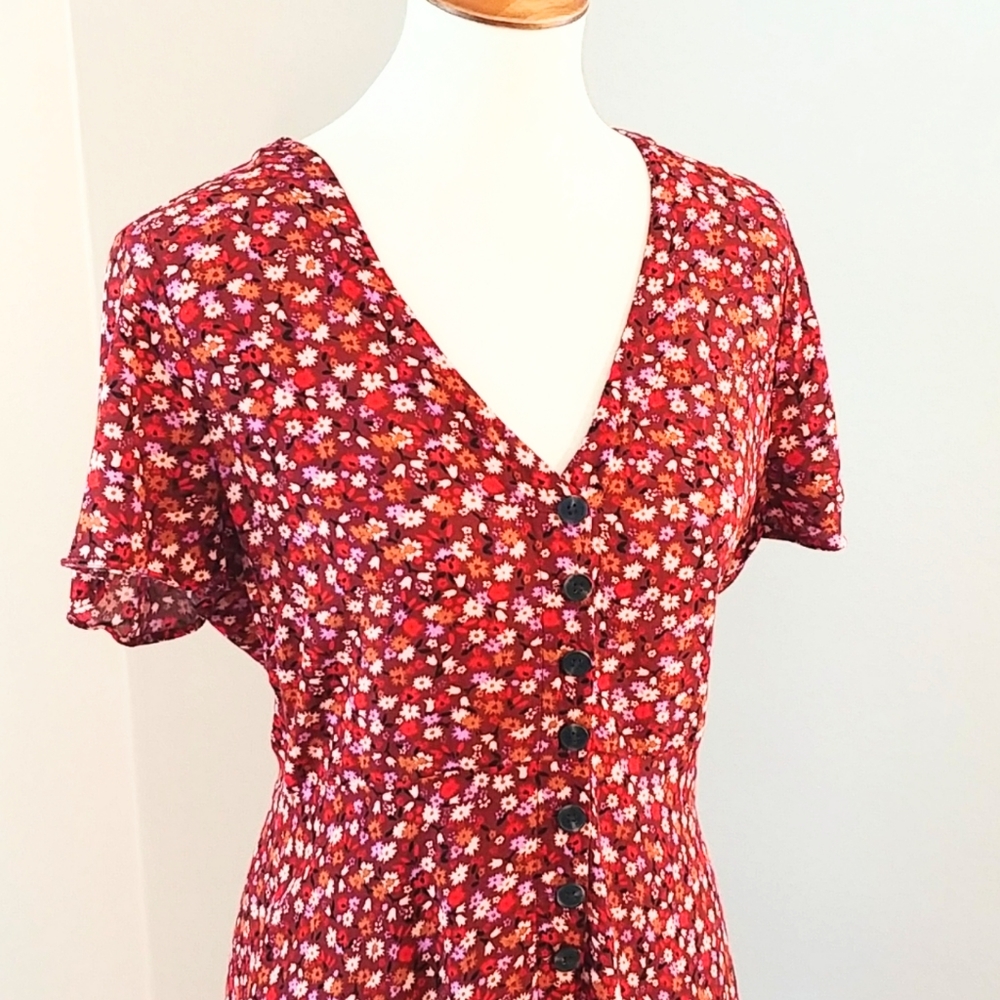 MADEWELL Button Front Mini Dress In Spring Prairie - Picture 6 of 10